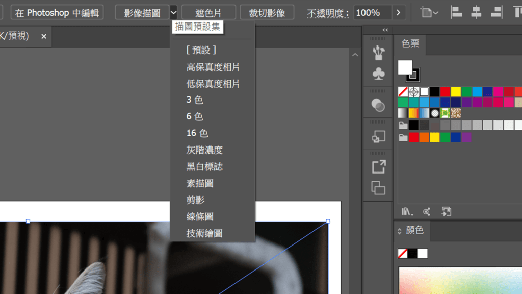 描圖功能有多種預設集供選擇